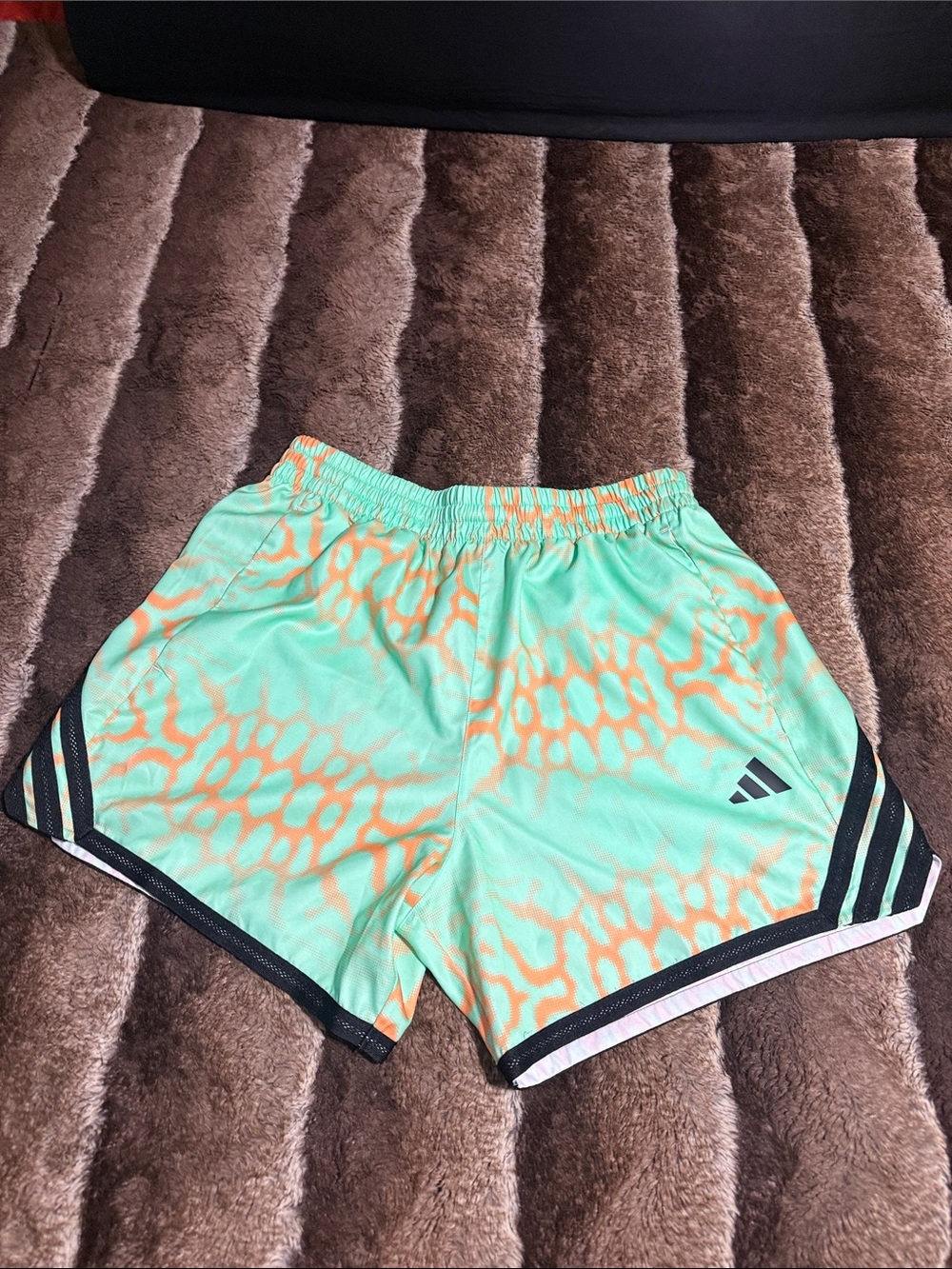 adidas Women’s Mint Green & Orange Athletic Training Shorts